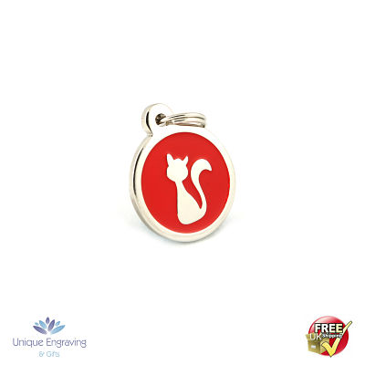 Unique Engraved Pet Tag Red Kitty
